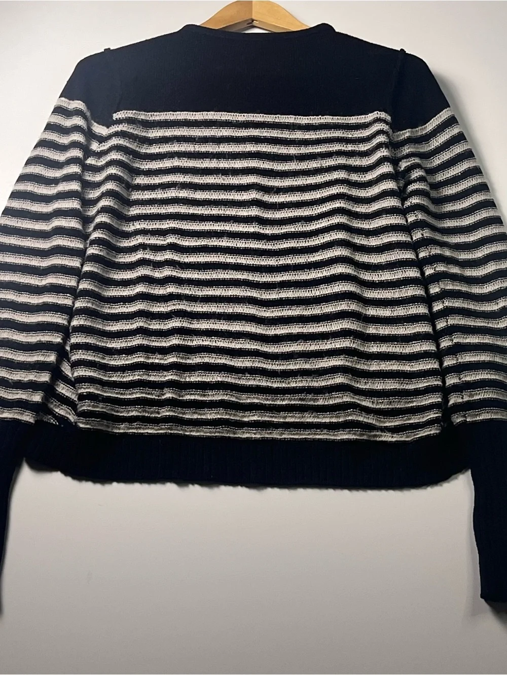 Free People Striped Boxy Knit Cropped Sweater Blend w/Angora & Wool Size Medium